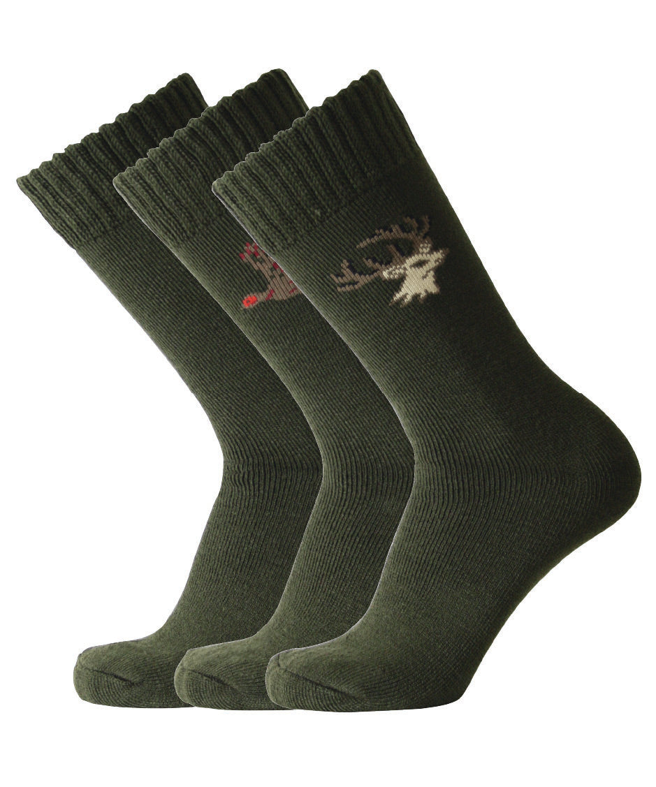14278 - Men's Hunting Socks Khaki Green (3 pack) - Oxford Blue