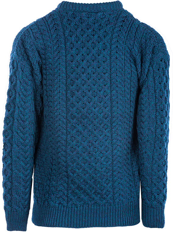 Traditional Unisex Aran Sweater - MARL BLUE - Oxford Blue
