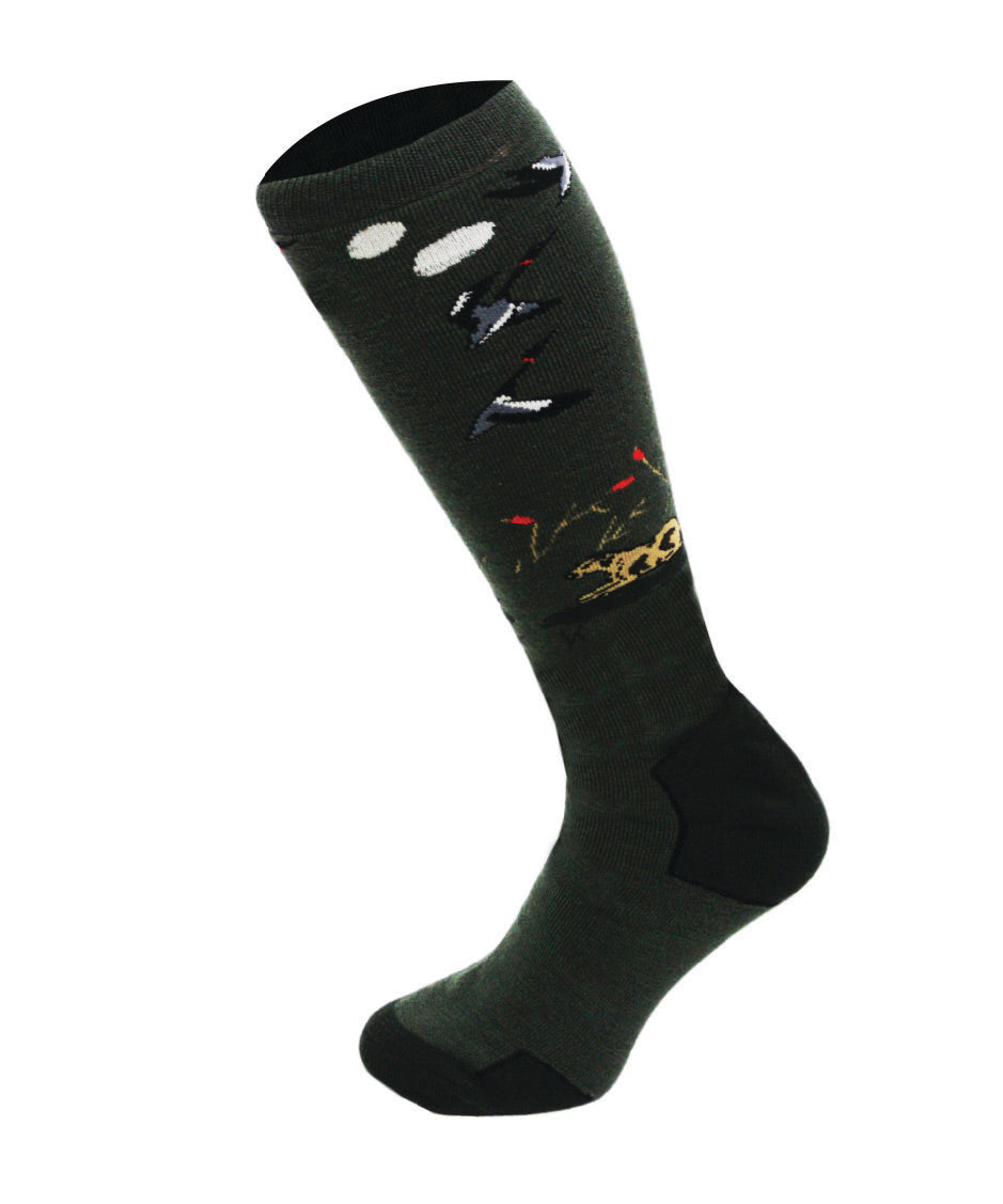 542 - Men's Knee High Hunting Socks (2 Pack) - KHAKI GREEN - Oxford Blue