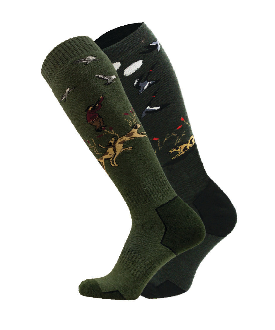 542 - Men's Knee High Hunting Socks (2 Pack) - KHAKI GREEN - Oxford Blue