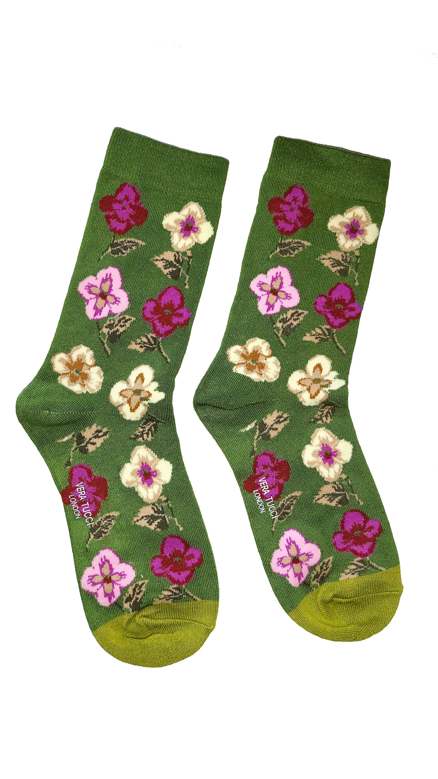 Womens Socks Floral- Green
