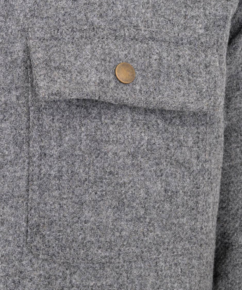 Unisex Wool Overshirt - GREY - Oxford Blue