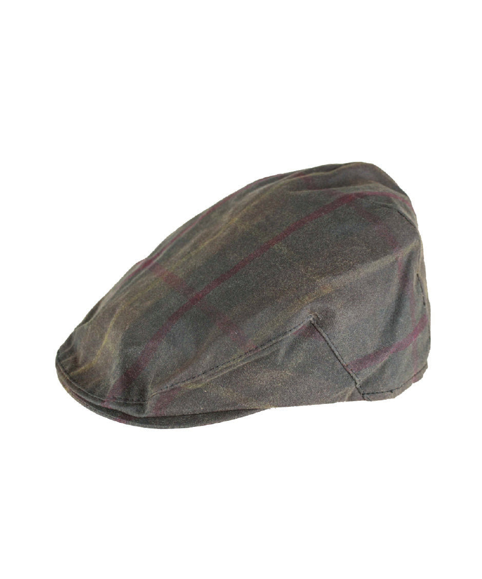HW49 - Tartan Wax Flat Cap - HONEY - Oxford Blue