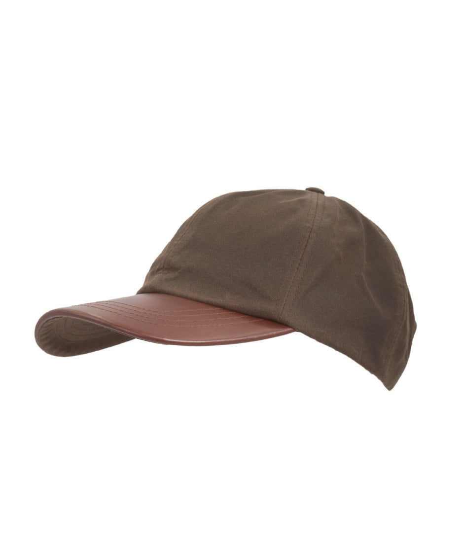 HW58 - Leather Peak Wax Baseball Cap - BROWN - Oxford Blue