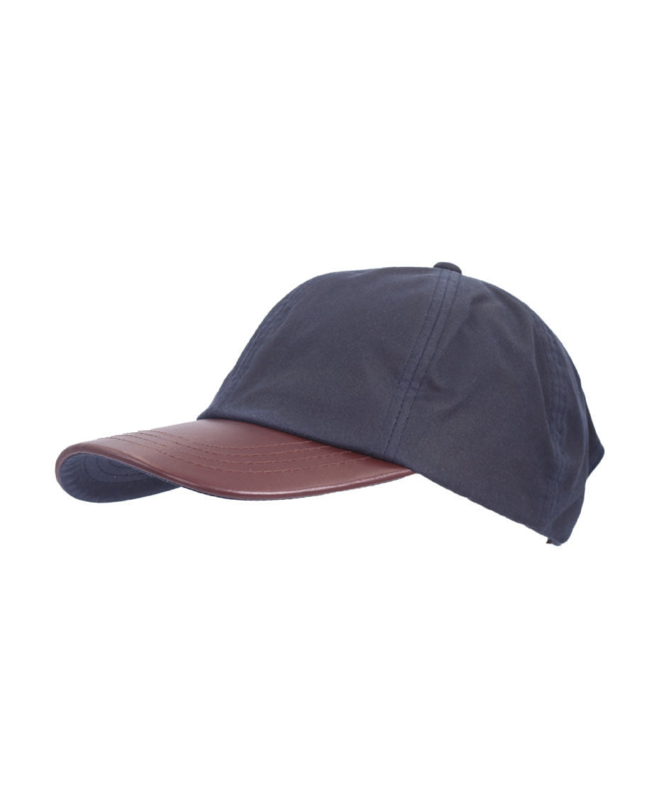 HW58 - Leather Peak Wax Baseball Cap - NAVY - Oxford Blue