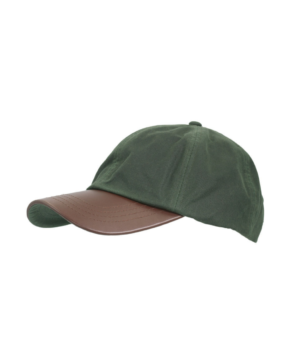 HW58 - Leather Peak Wax Baseball Cap - GREEN - Oxford Blue