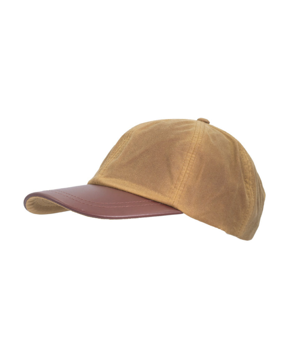 HW58 - Leather Peak Wax Baseball Cap - STONE - Oxford Blue