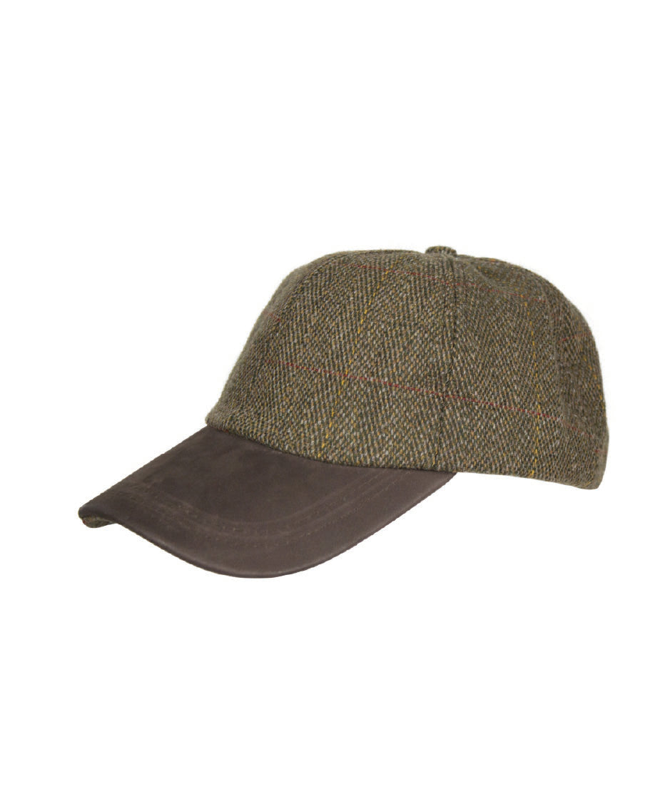 HW59 - Leather Peak Tweed Baseball Cap - BROWN - Oxford Blue