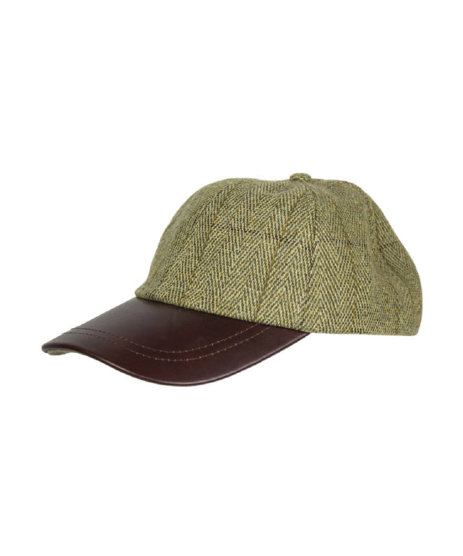 HW59 - Leather Peak Tweed Baseball Cap - SAGE (5433/21) - Oxford Blue
