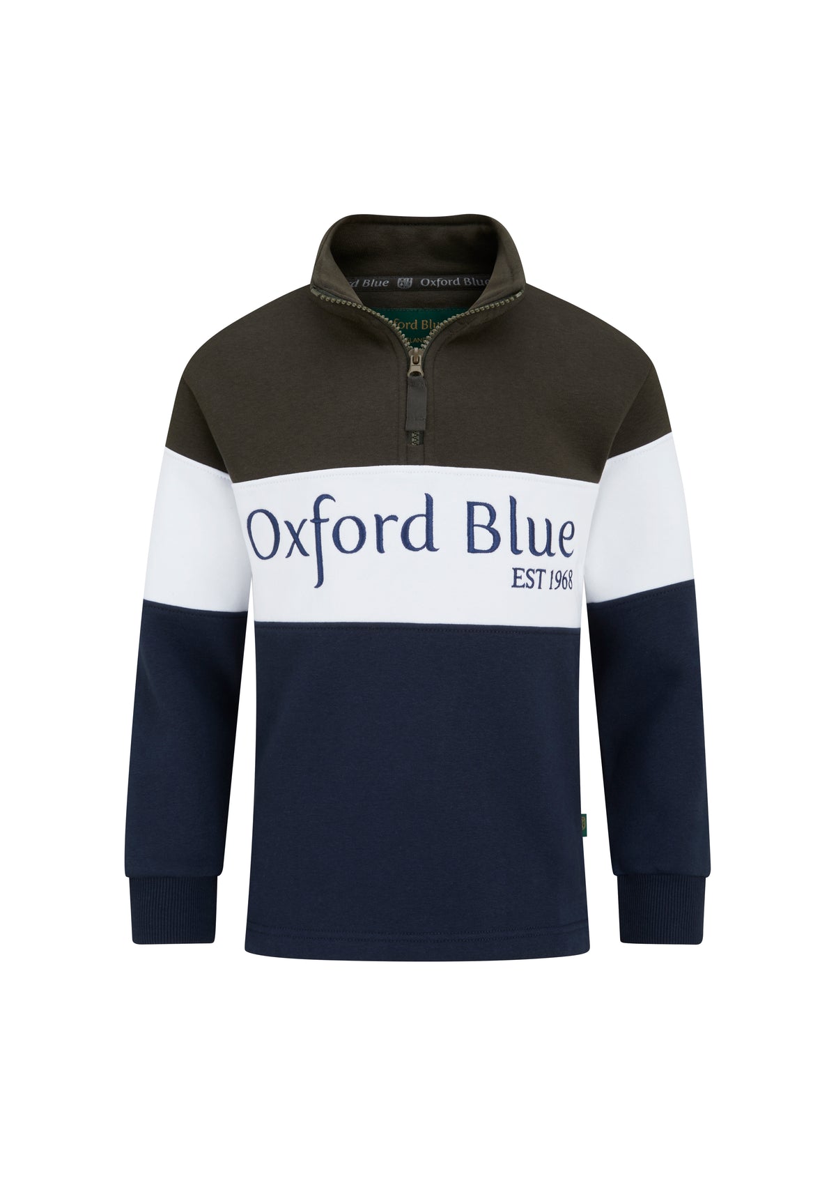 KSS01 - Childrens Unisex Girvan Sweatshirt - Khaki/White/Navy - Oxford Blue