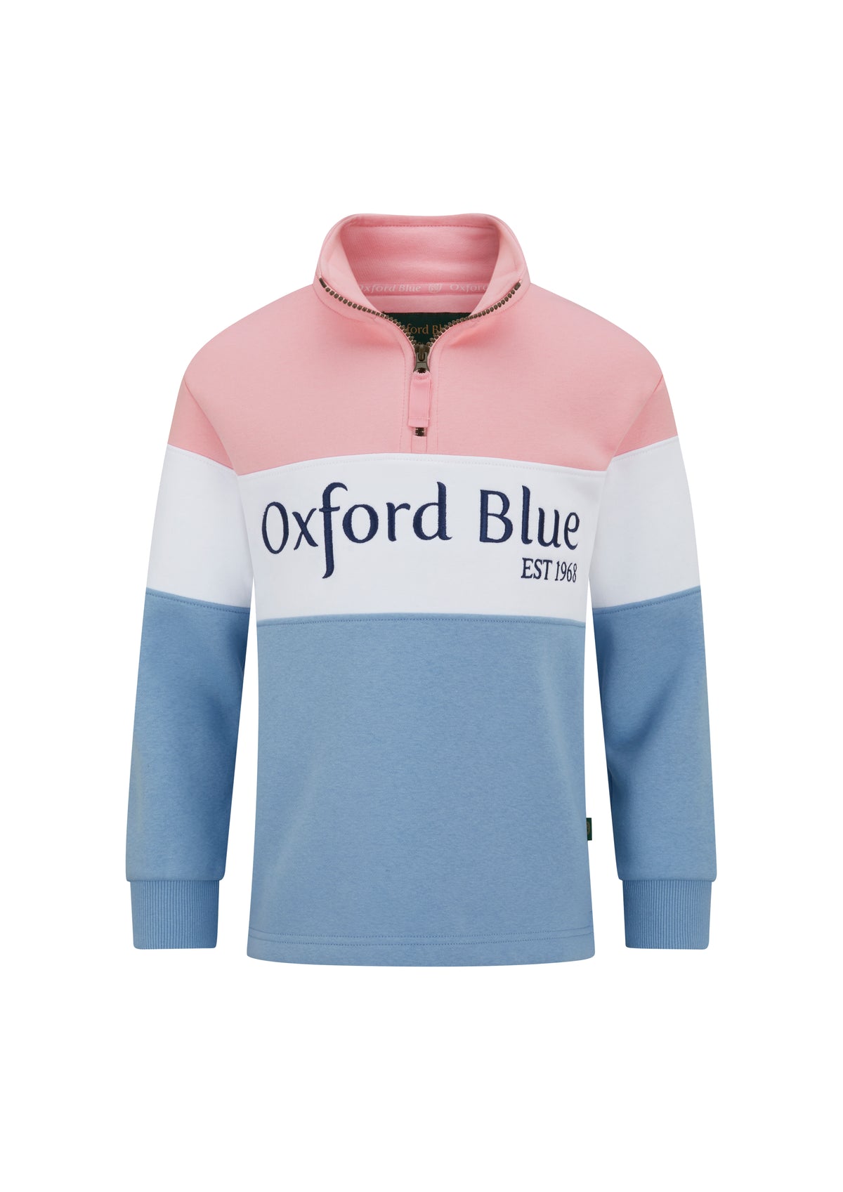 KSS01 - Childrens Unisex Girvan Sweatshirt - Pink/White/Blue - Oxford Blue