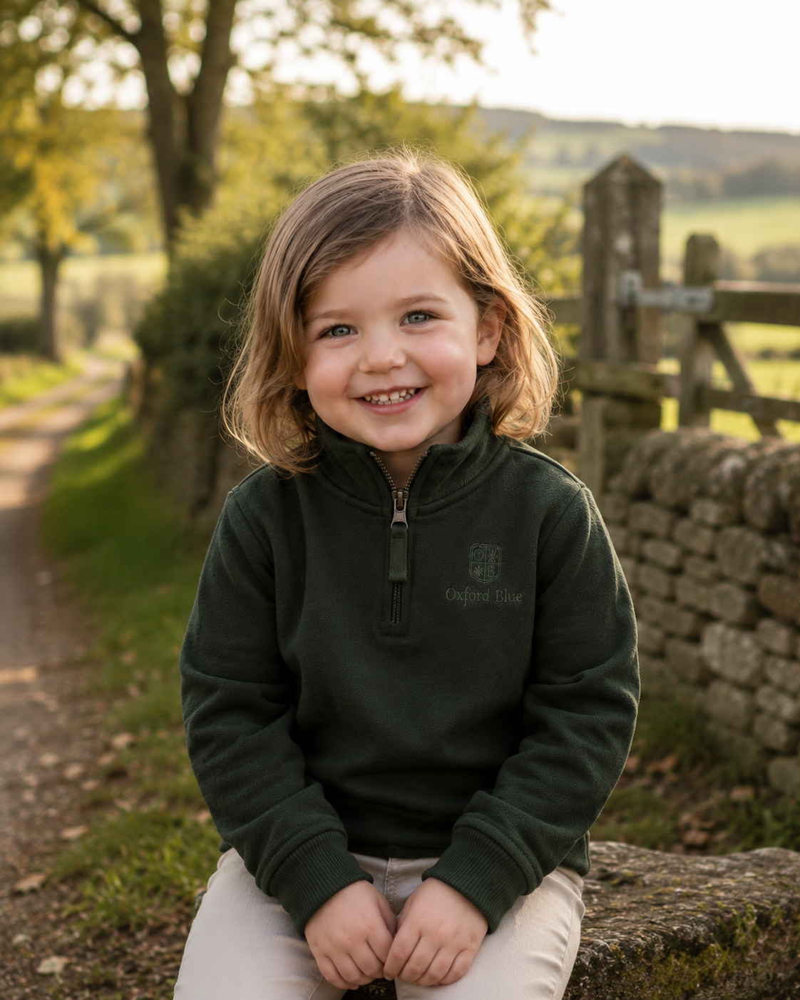 KSS03 - Childrens Unisex Ayr Sweatshirt - KHAKI - Oxford Blue