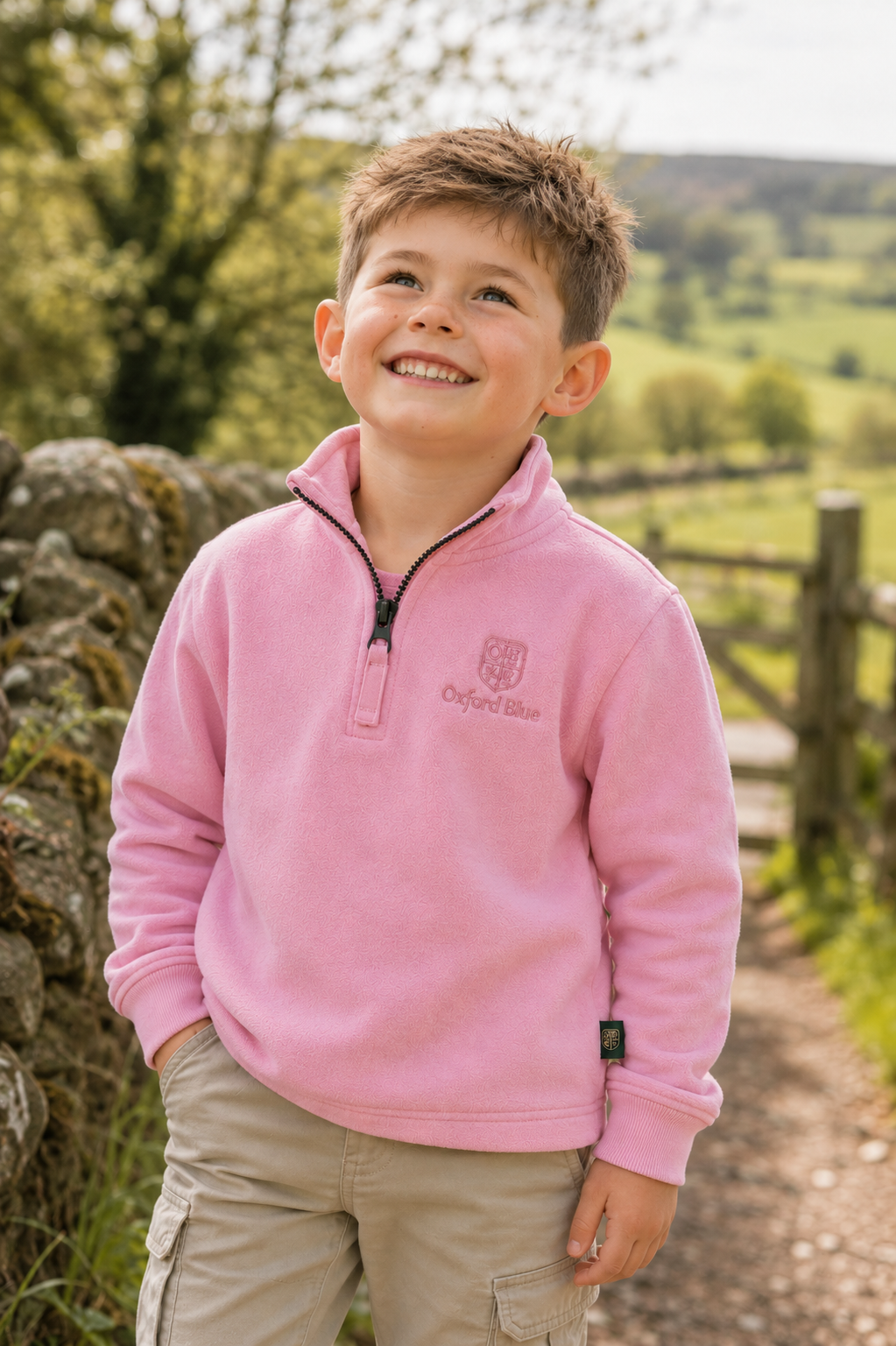 KSS03 - Childrens Unisex Ayr Sweatshirt - PINK - Oxford Blue