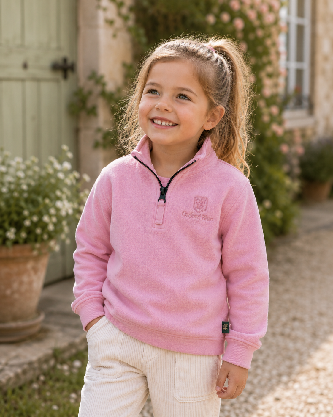 KSS03 - Childrens Unisex Ayr Sweatshirt - PINK - Oxford Blue