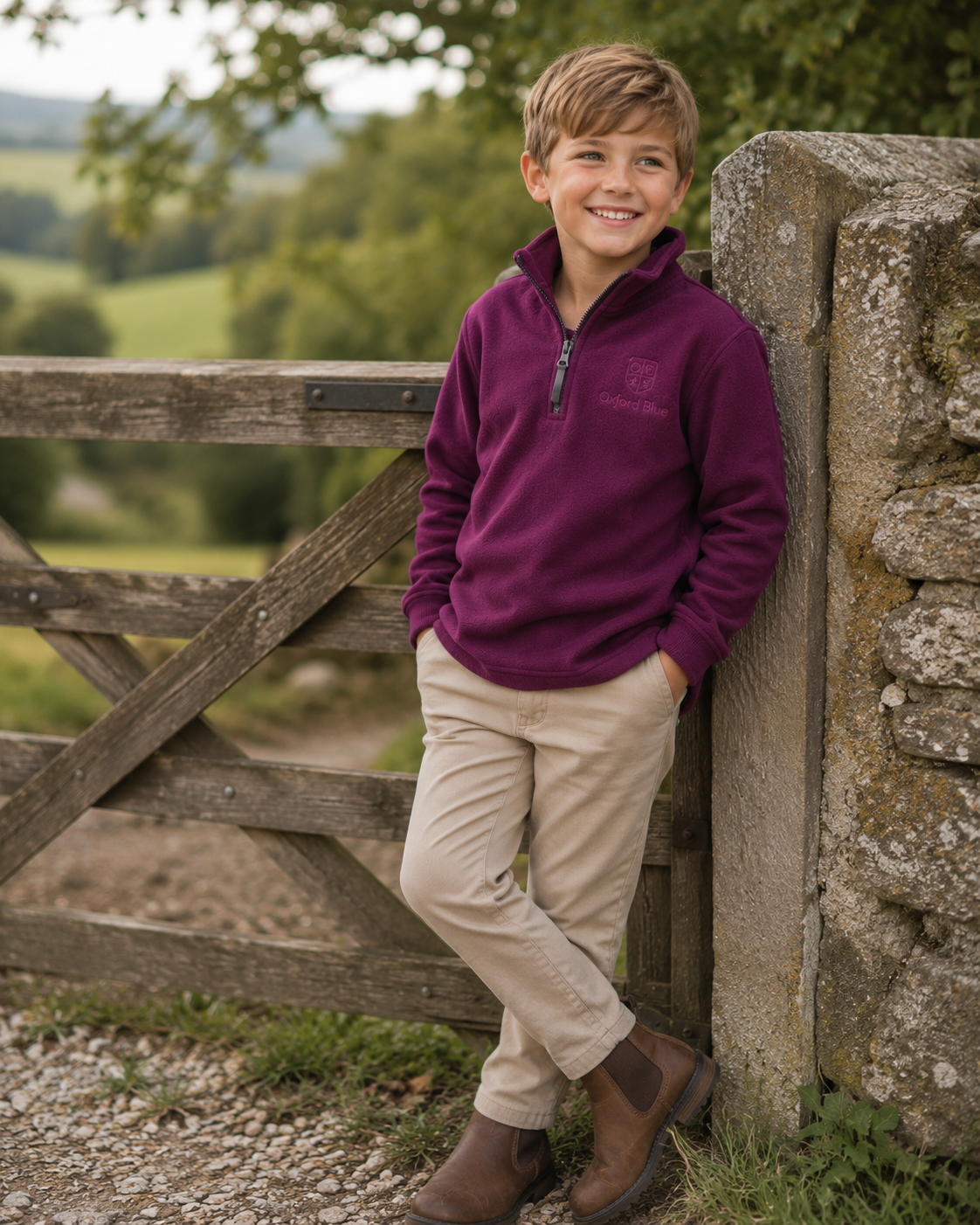 KSS03 - Childrens Unisex Ayr Sweatshirt - PLUM - Oxford Blue