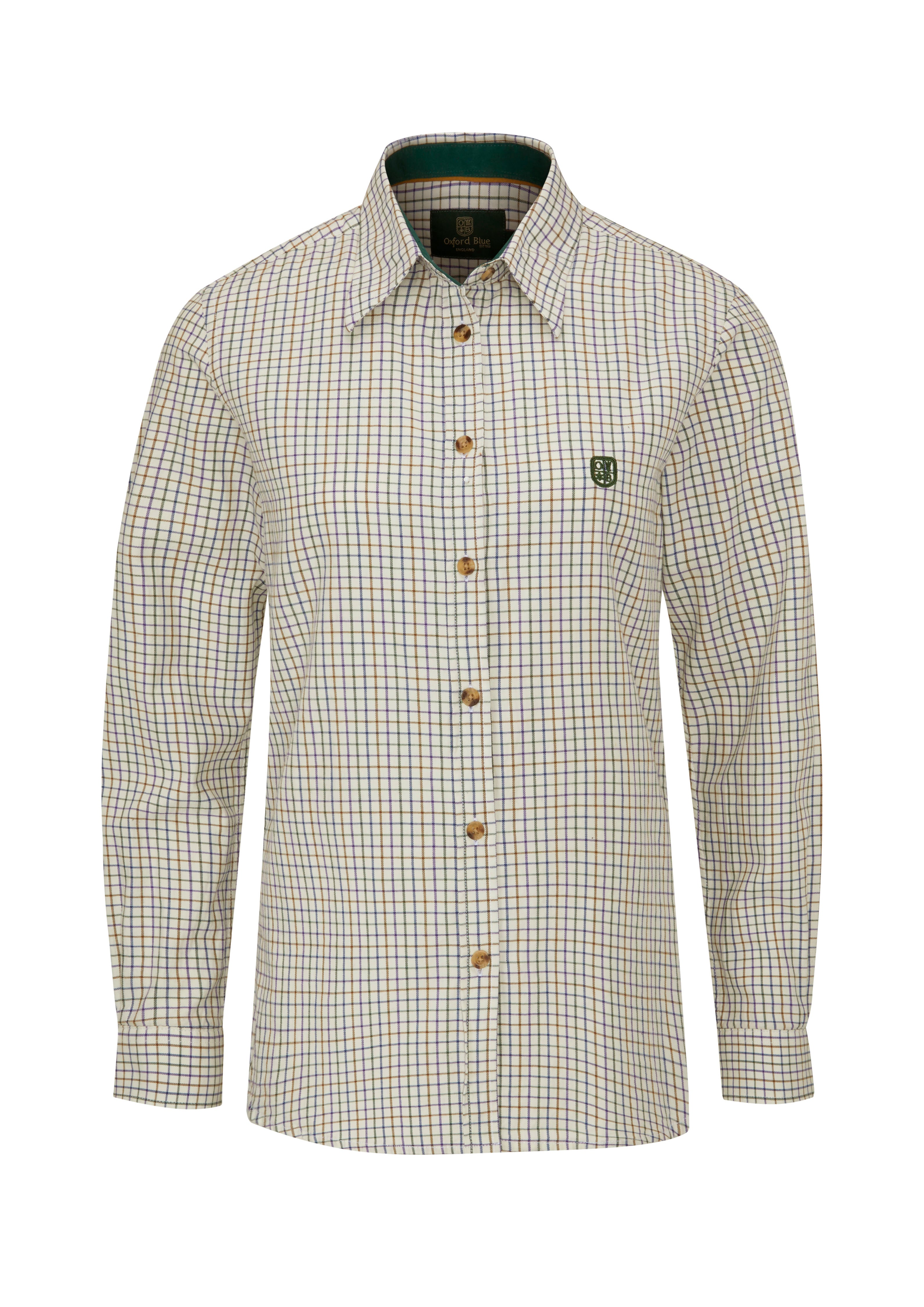 LCS201 - Ladies London Tattersall Shirt - GREEN - Oxford Blue