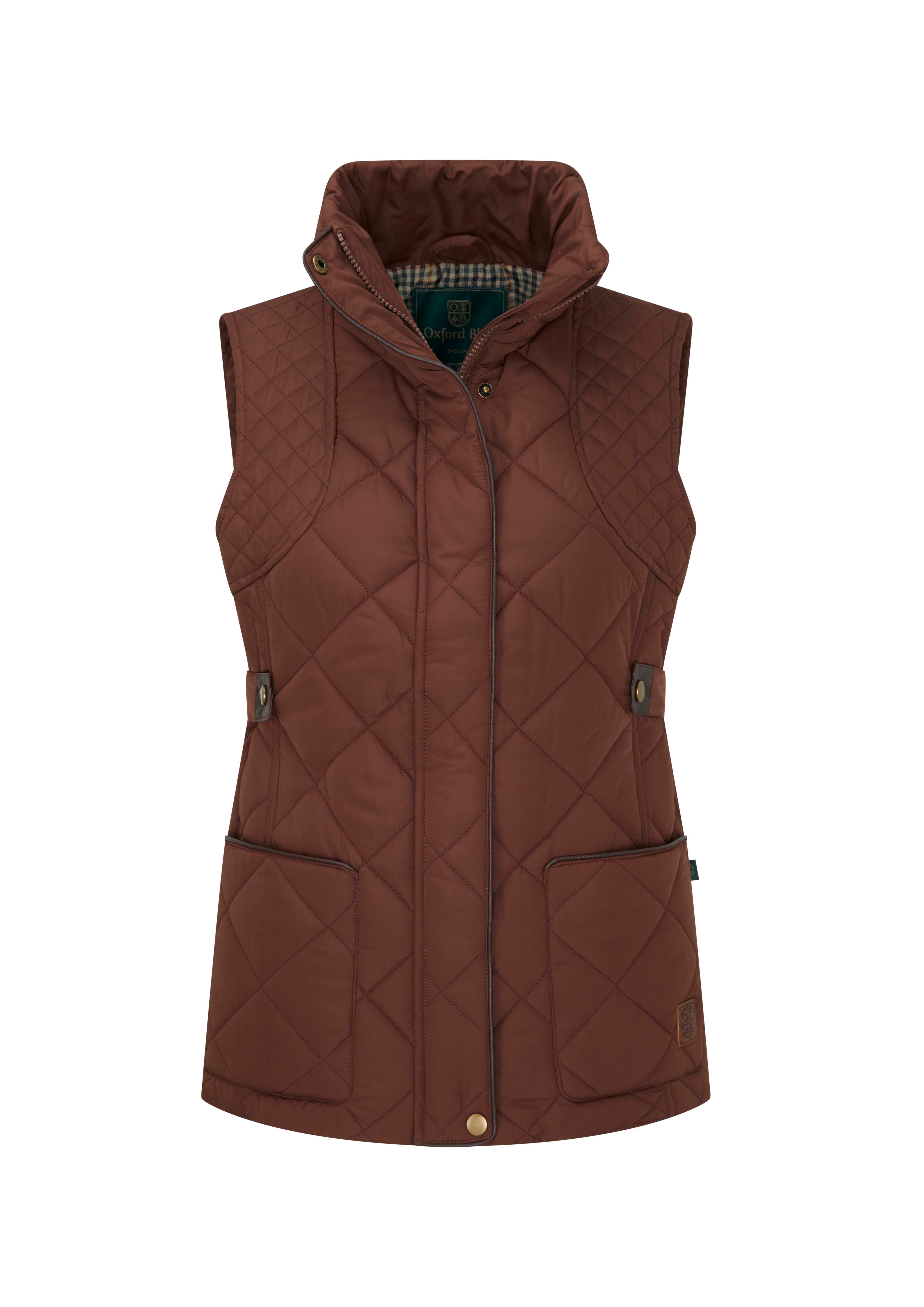 LJ003- Ladies Clare Quilted Gilet - CAPPUCCINO - Oxford Blue