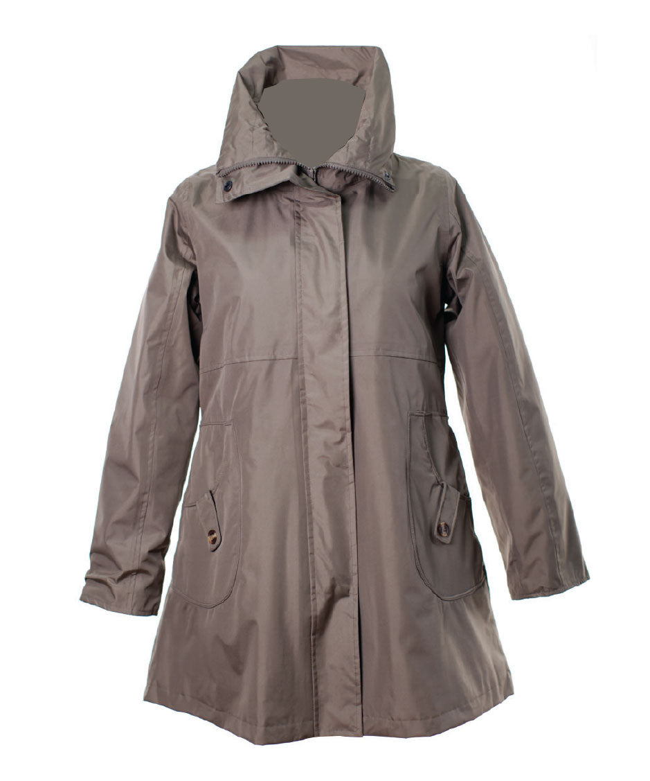 LJ064 - Women's New England Coat - DARK BEIGE - Oxford Blue