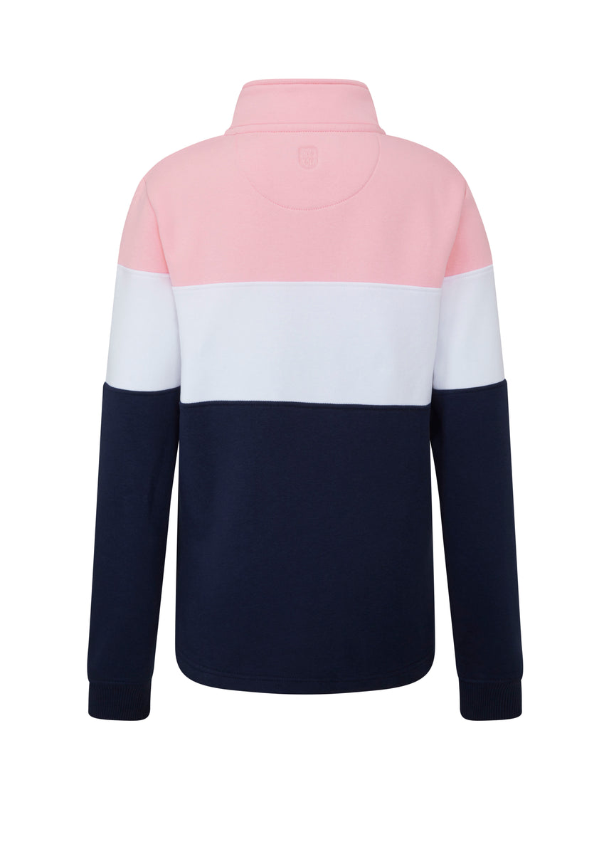 LSS01 Ladies Girvan Sweatshirt Pink/White/Navy – Oxford Blue