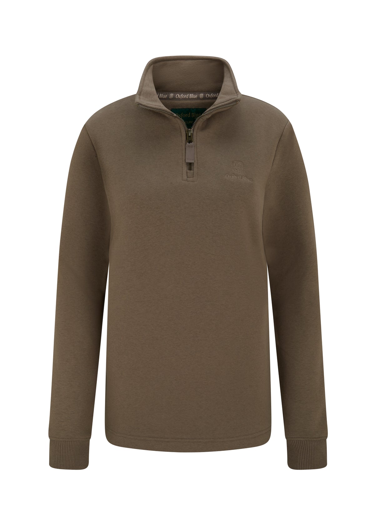 LSS04 - Ladies Ayr Sweatshirt - Dark Beige - Oxford Blue