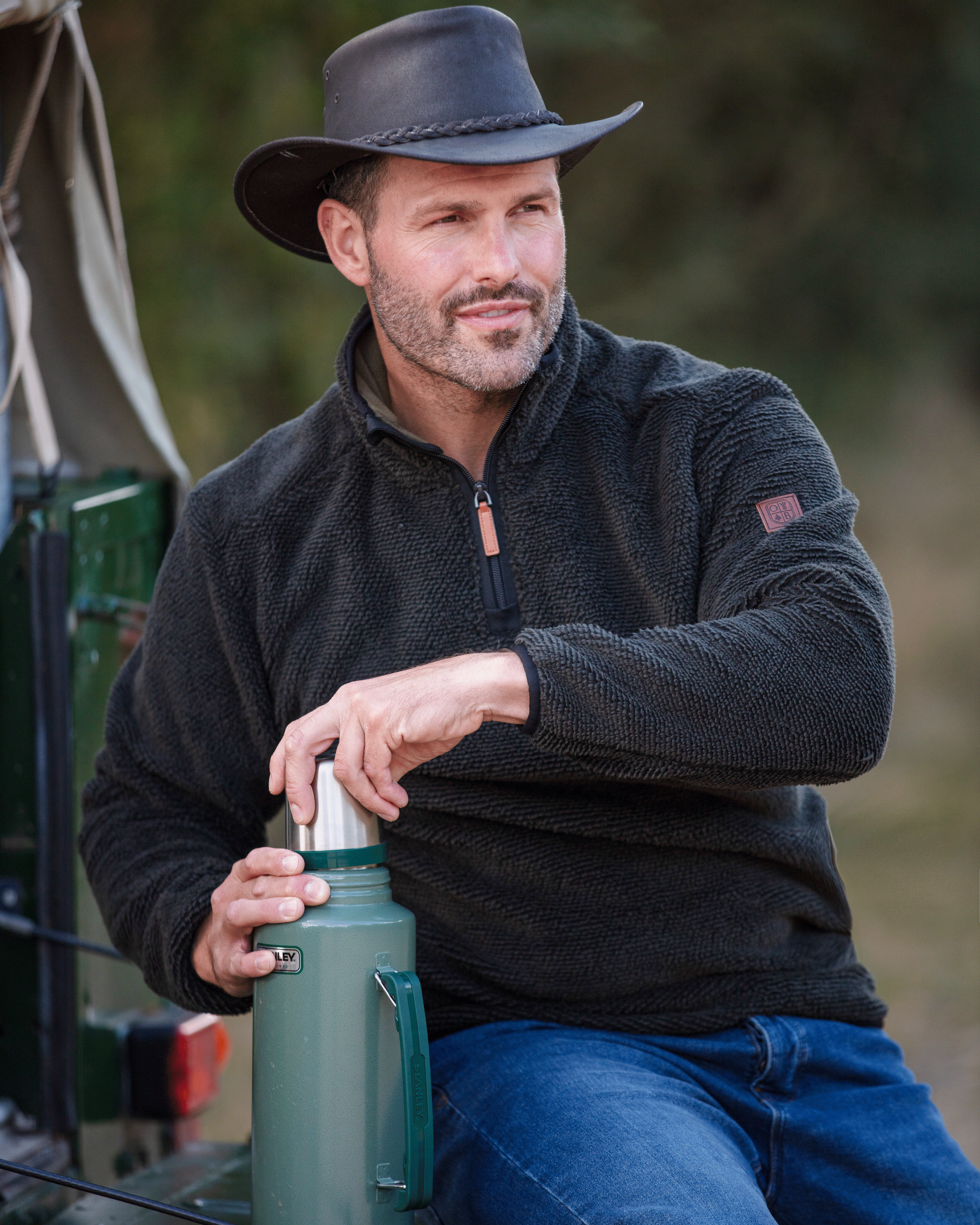 MF107 - Men's Fleck Quarter Zip Fleece - GREEN - Oxford Blue