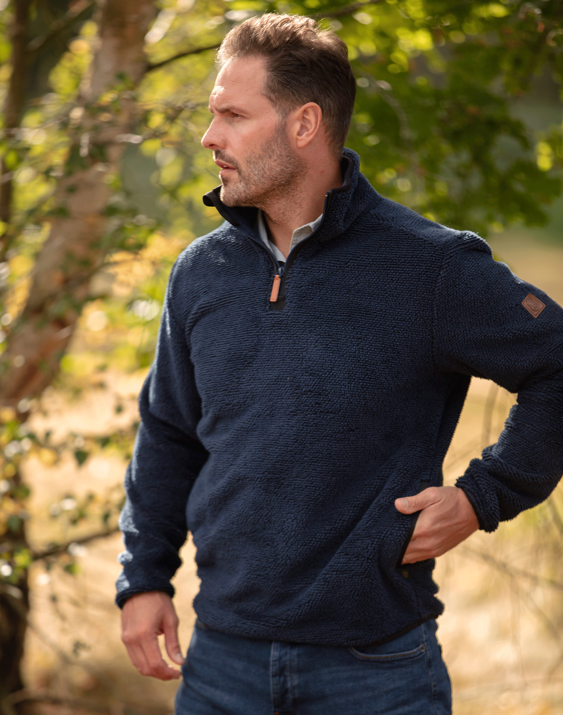 MF107 - Men's Fleck Quarter Zip Fleece - NAVY - Oxford Blue