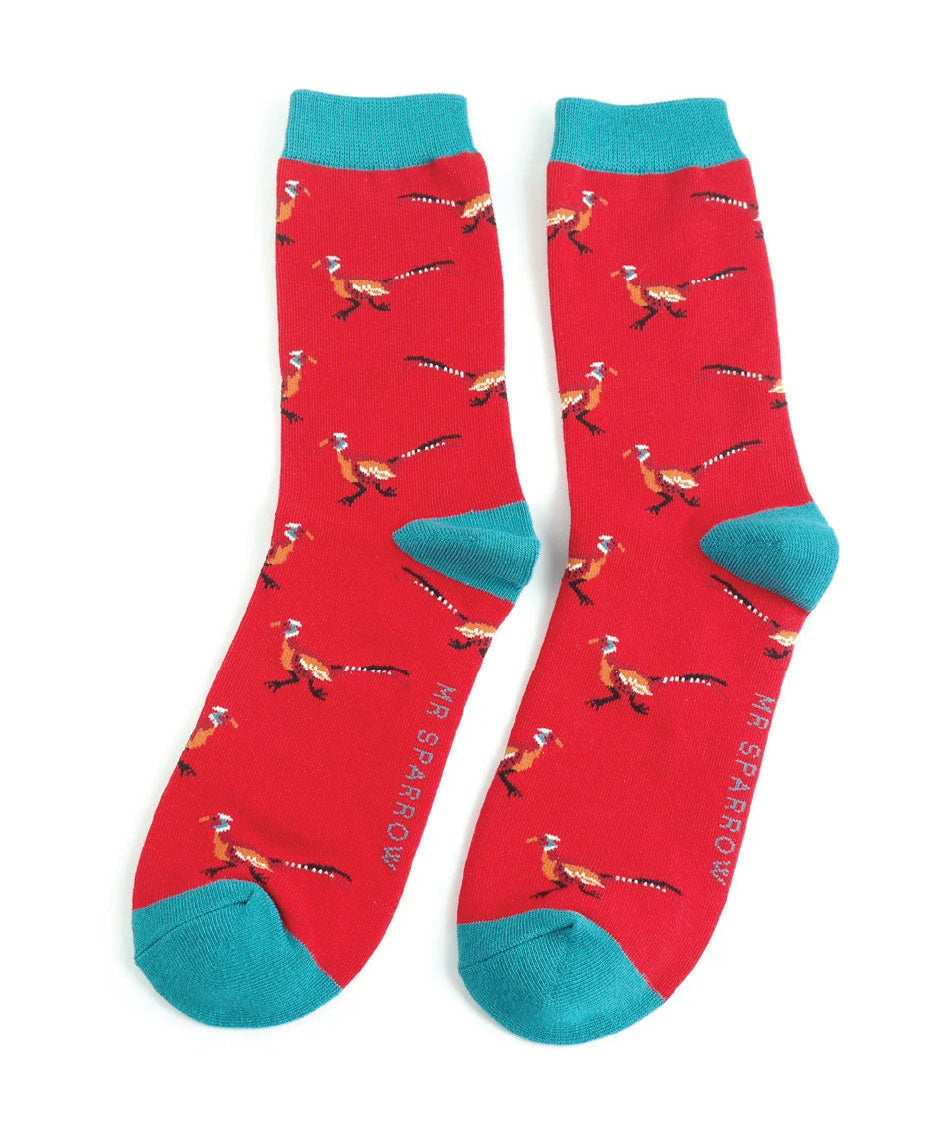 Mens Pheasants Socks - Oxblood - Oxford Blue