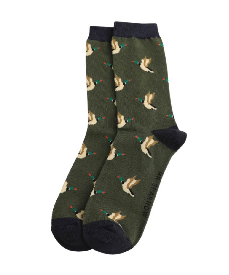 Mens Flying Ducks - Dark Olive - Oxford Blue