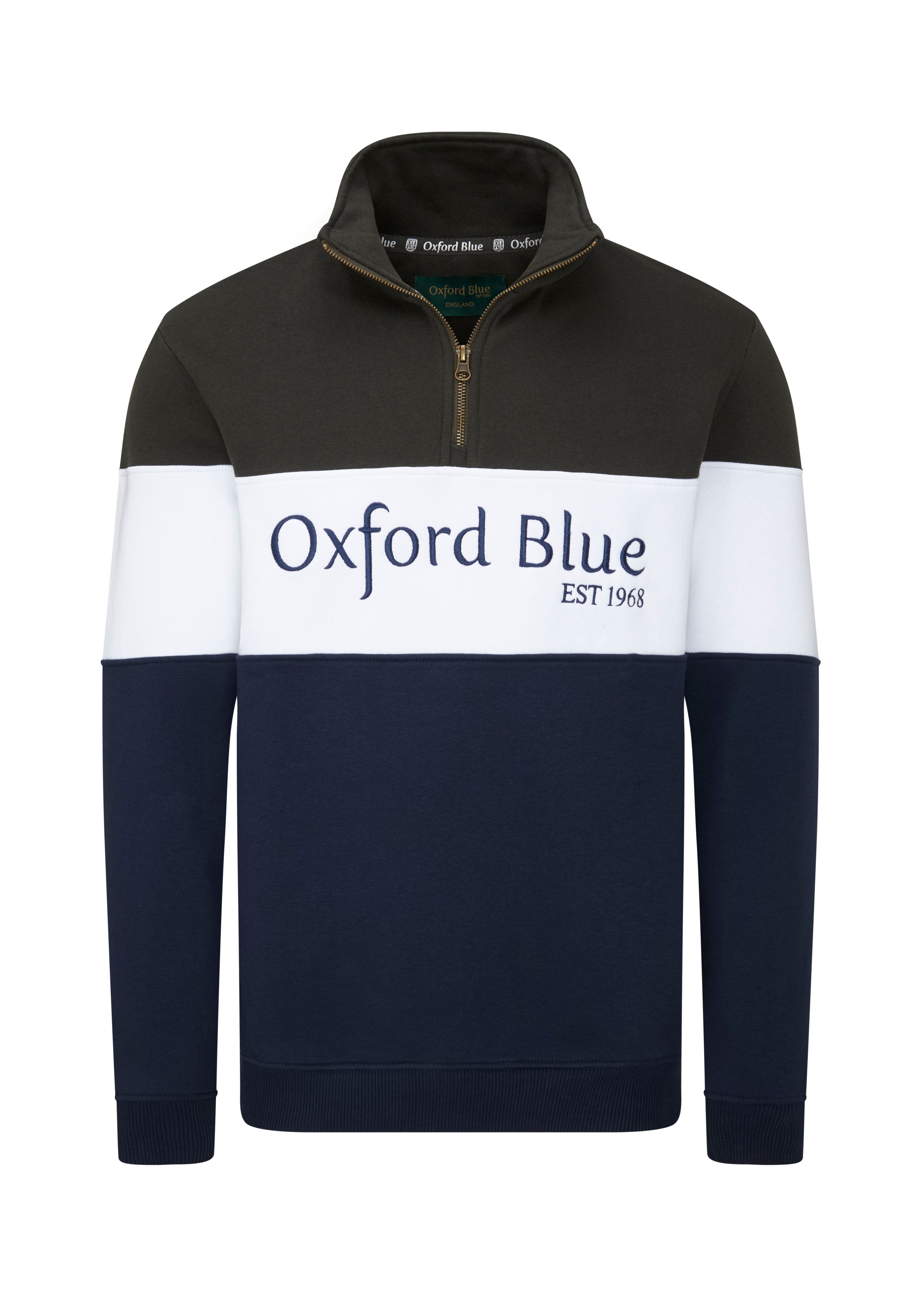 MSS01 - Mens Girvan Sweatshirt - Khaki/White/Navy - Oxford Blue