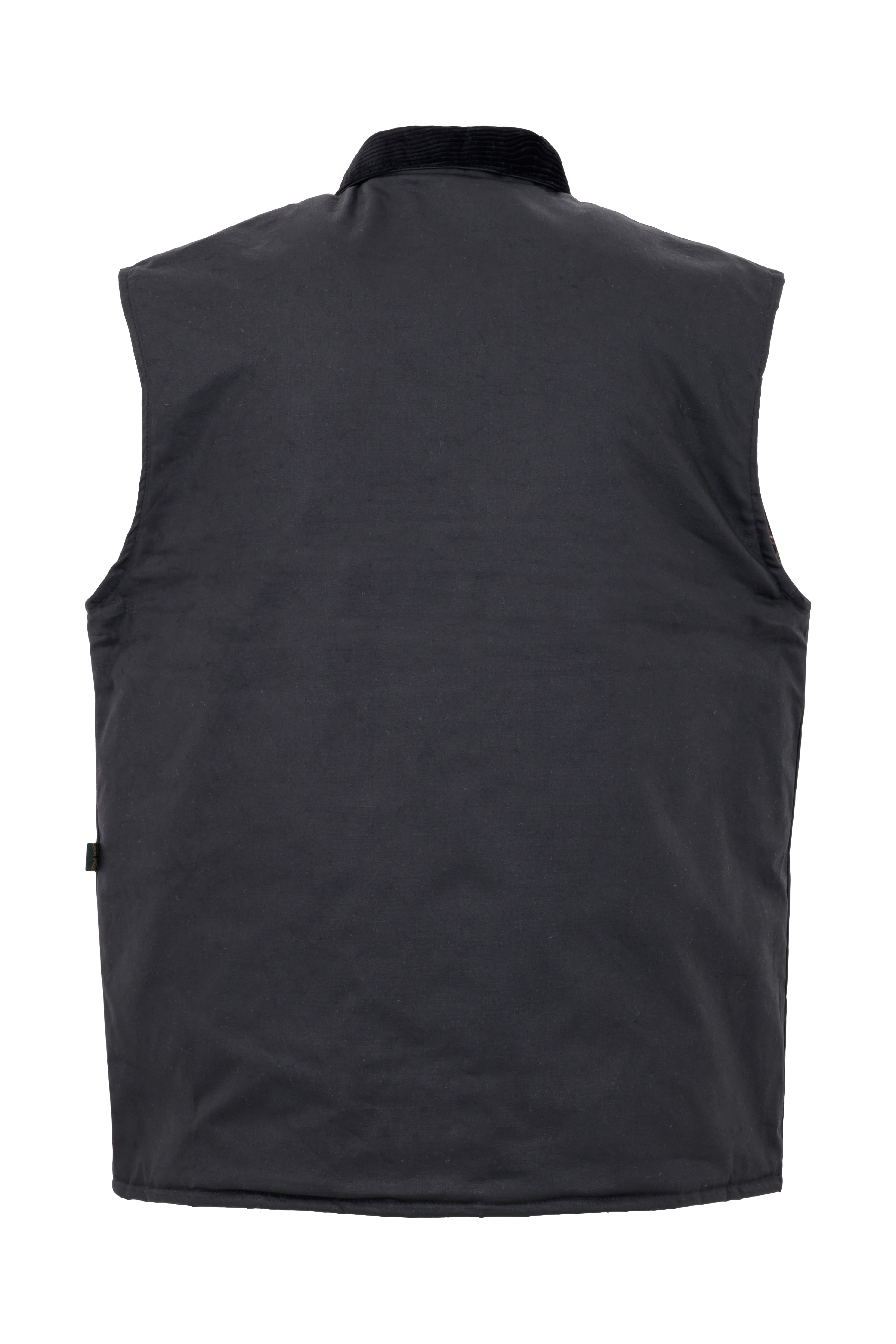 W114 - Men's Countryman Wax Gilet - BLACK - Oxford Blue