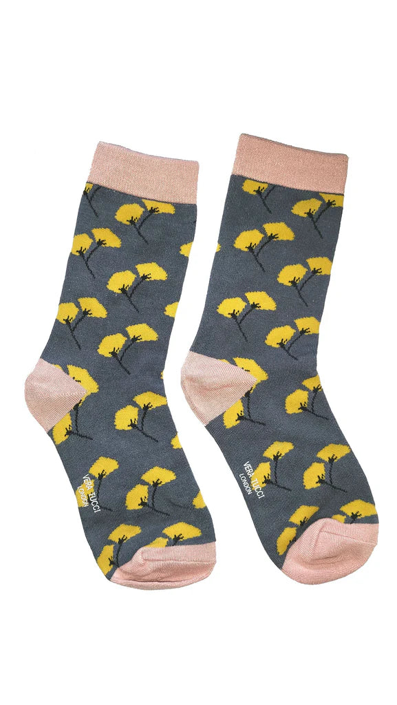 Womens Socks Poppies - Grey