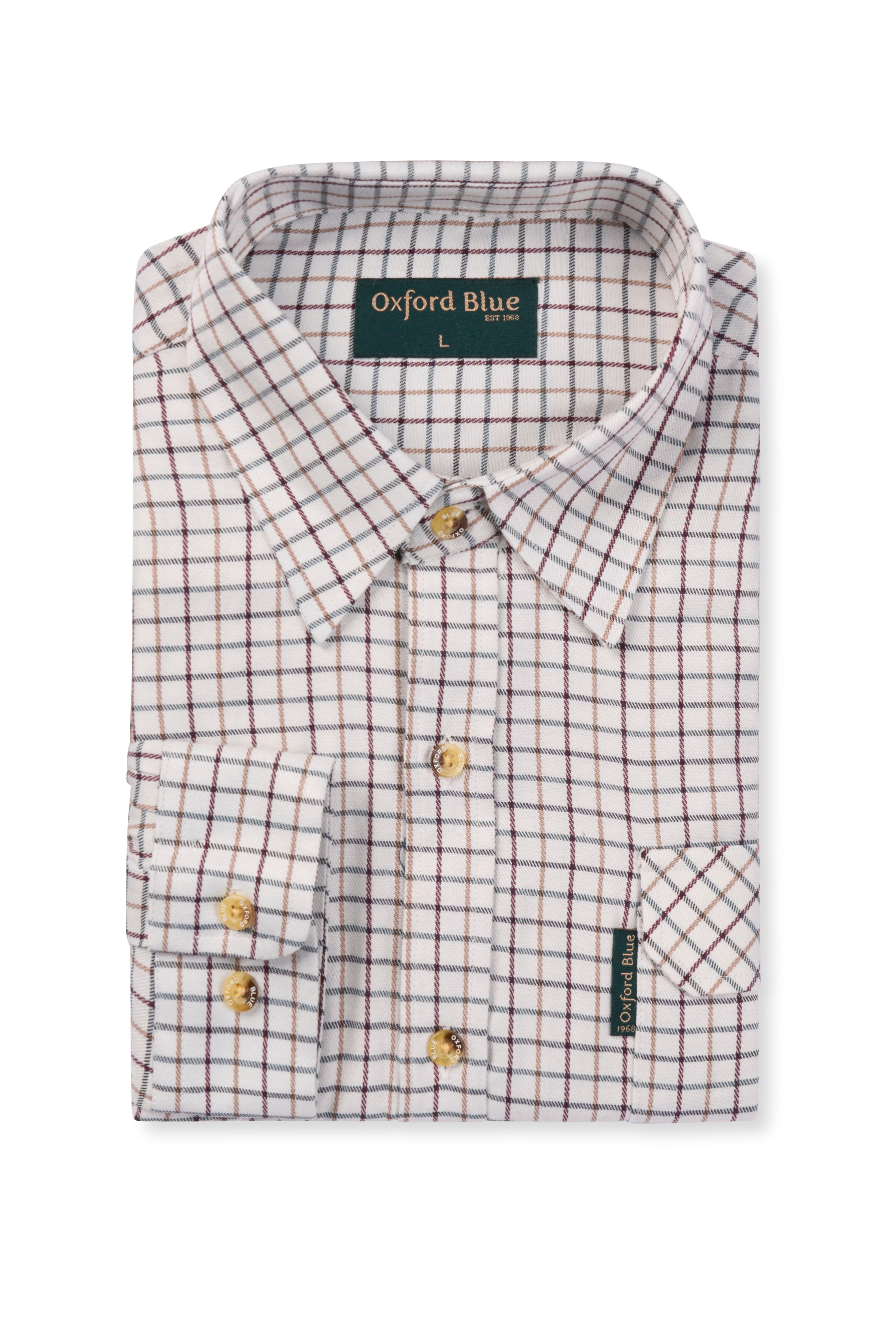 SH1 - Men's Tattersal Shirt - RED - Oxford Blue