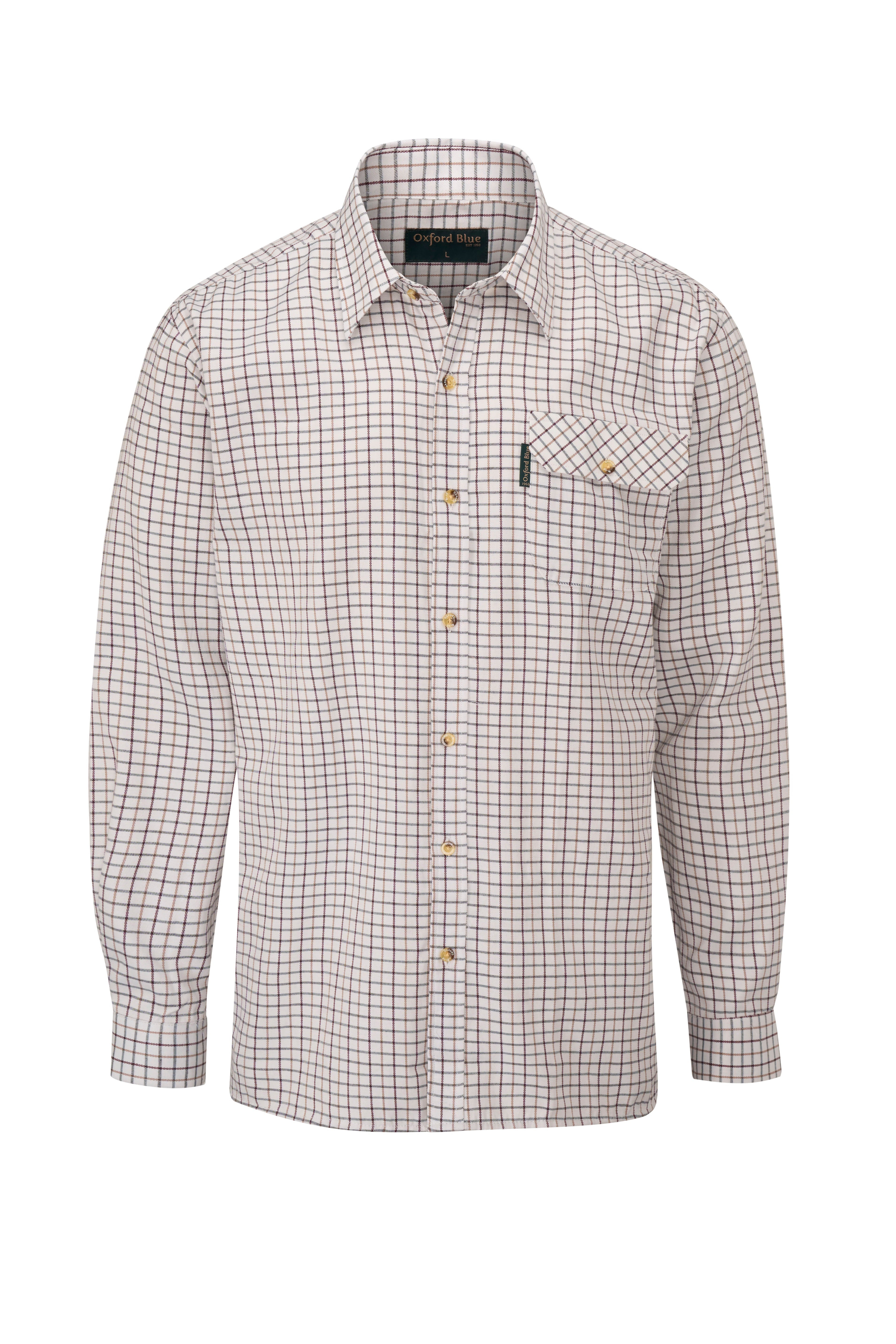 SH1 - Men's Tattersal Shirt - RED - Oxford Blue