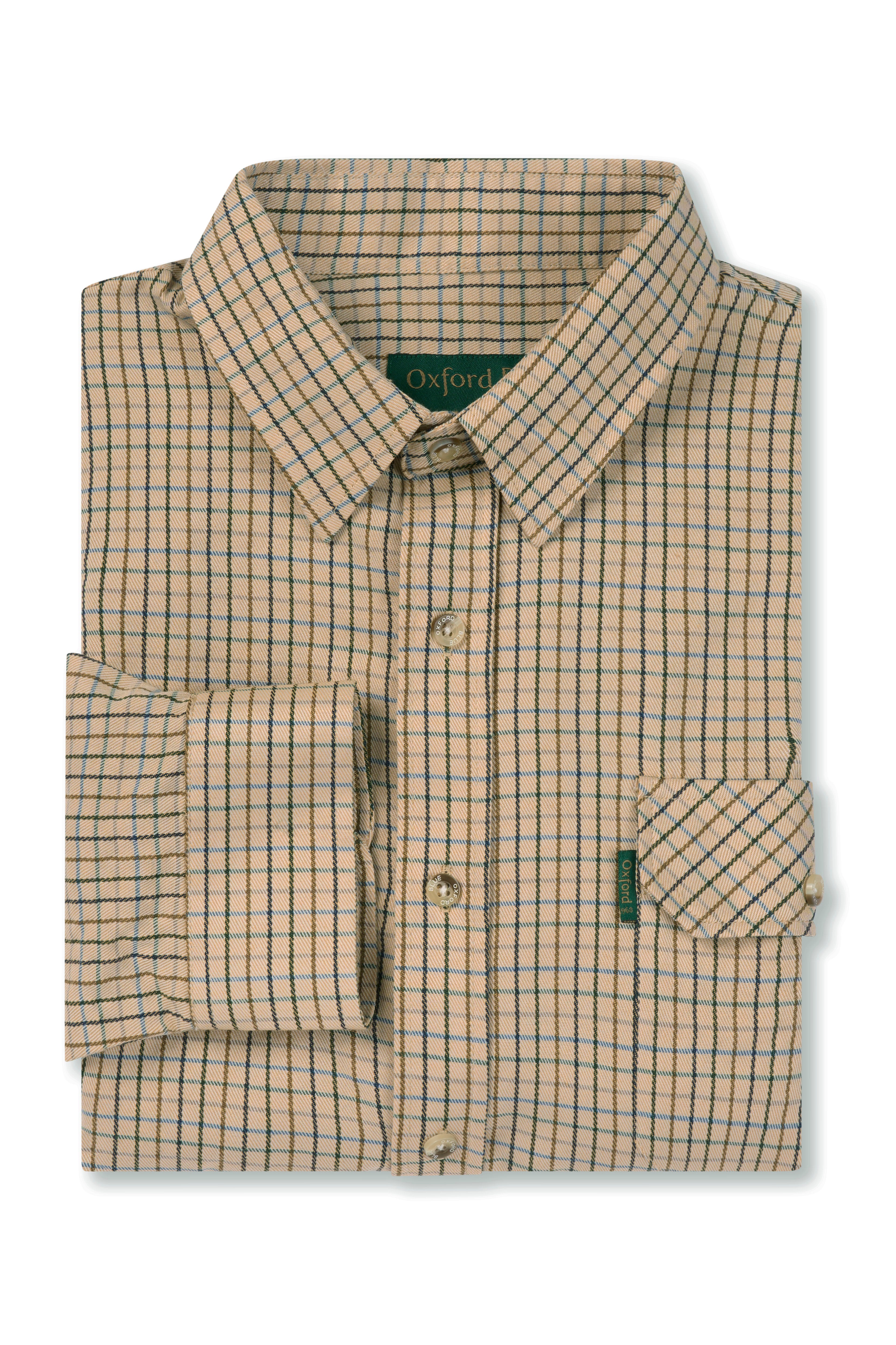 SH27 - Men's York Country Check Shirt - BEIGE - Oxford Blue