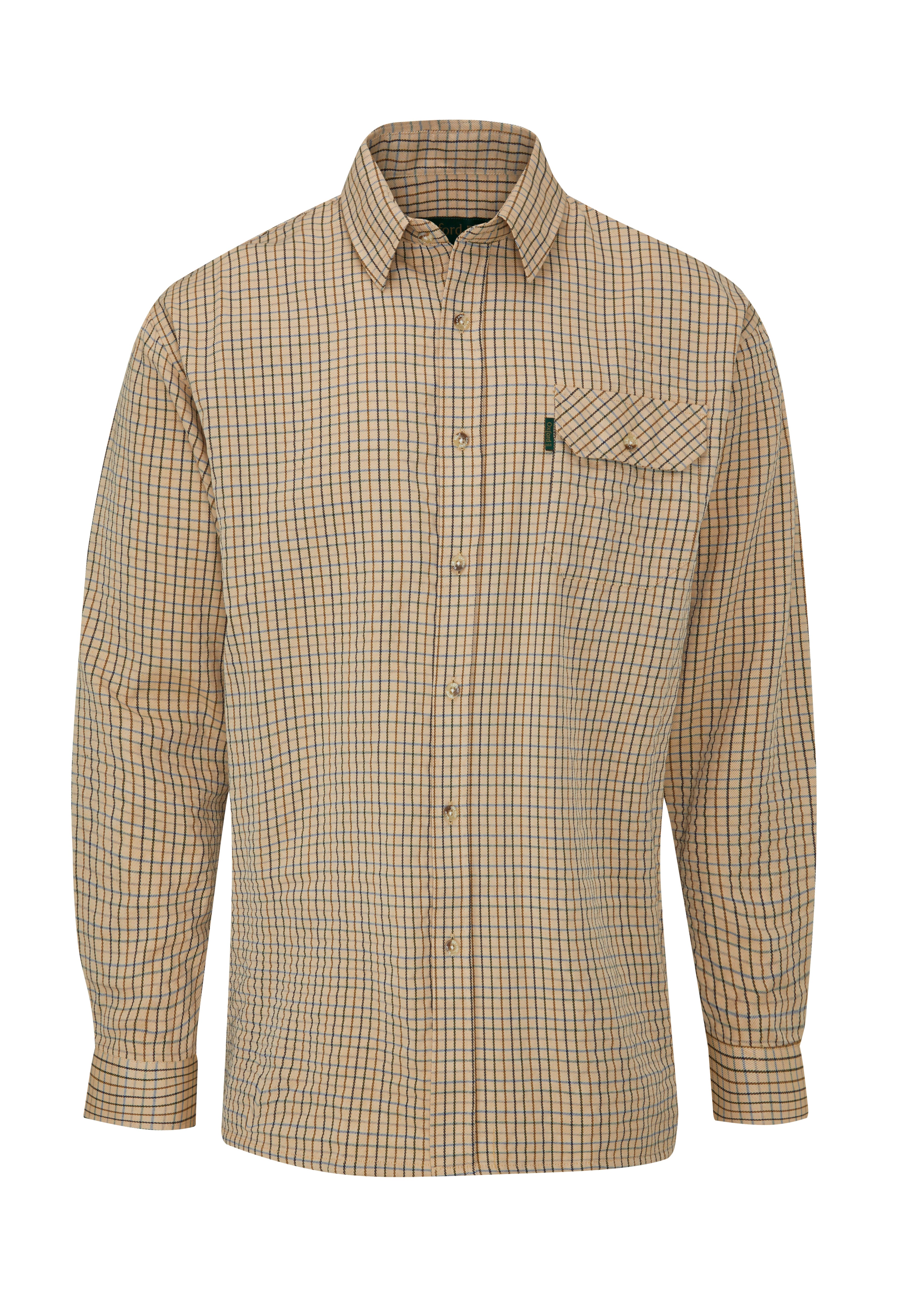 SH27 - Men's York Country Check Shirt - BEIGE - Oxford Blue