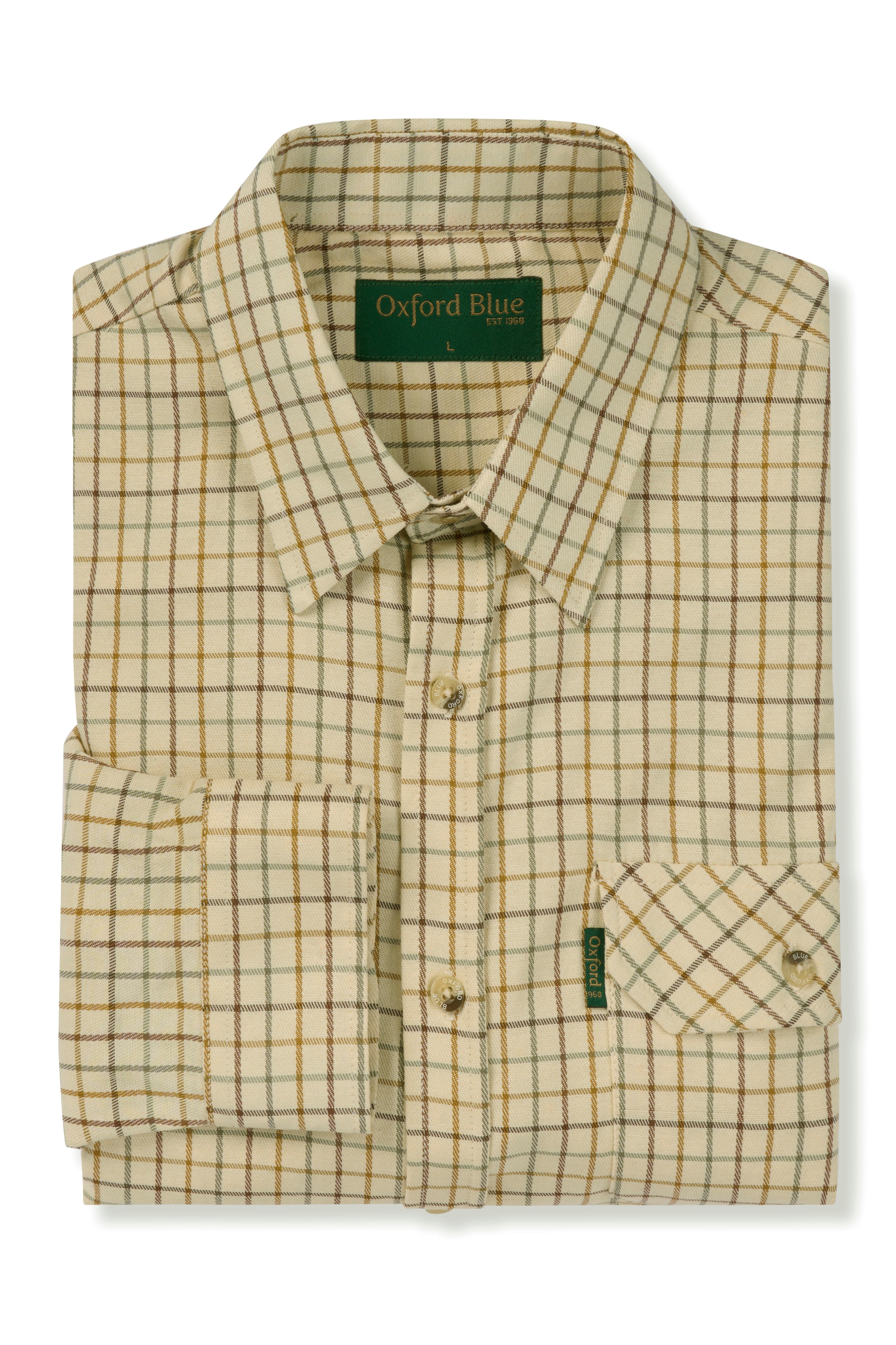 SH39 - Men's Darwen Check Shirt - BROWN - Oxford Blue