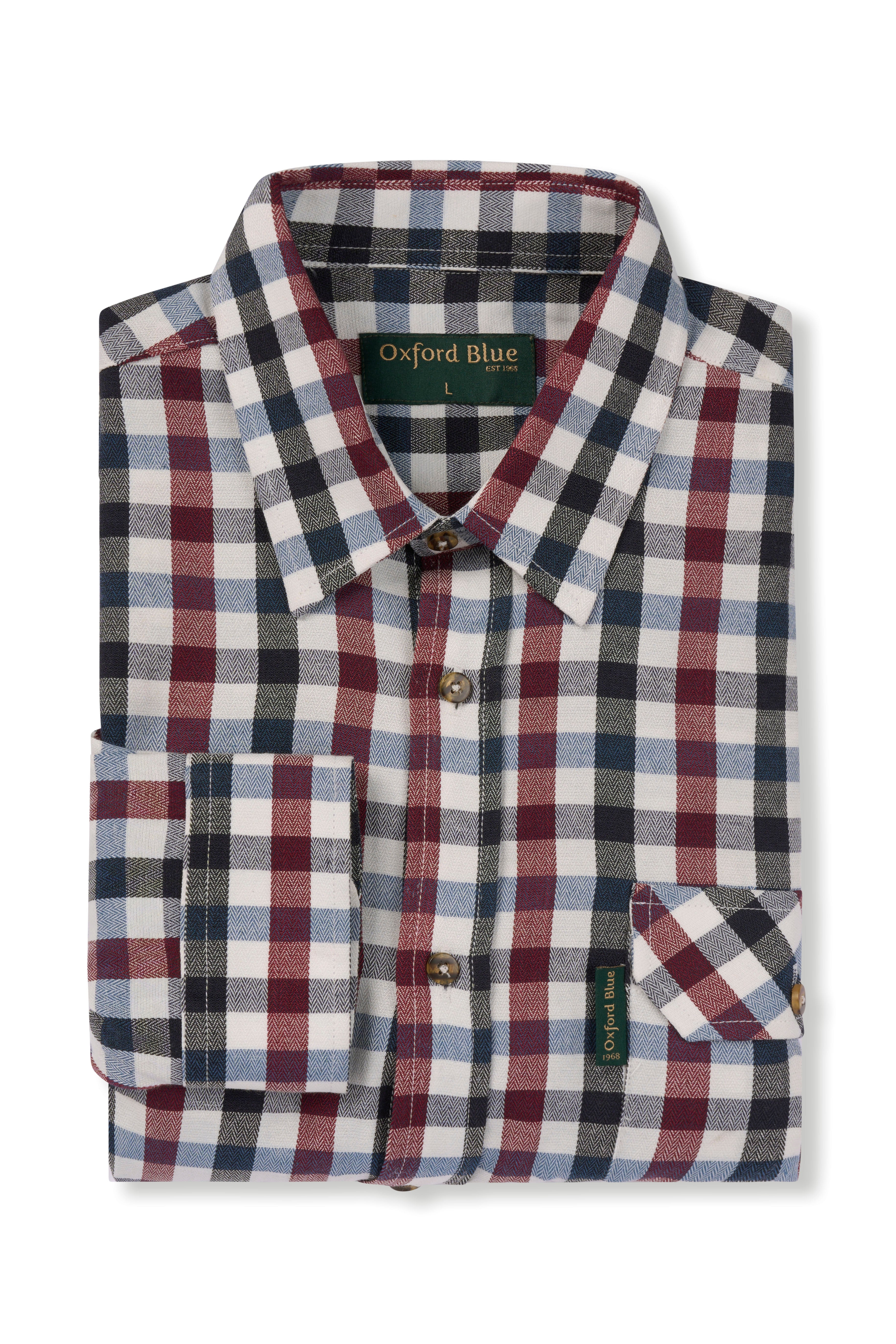 SH40 - Men's County Check Shirt - WINE - Oxford Blue