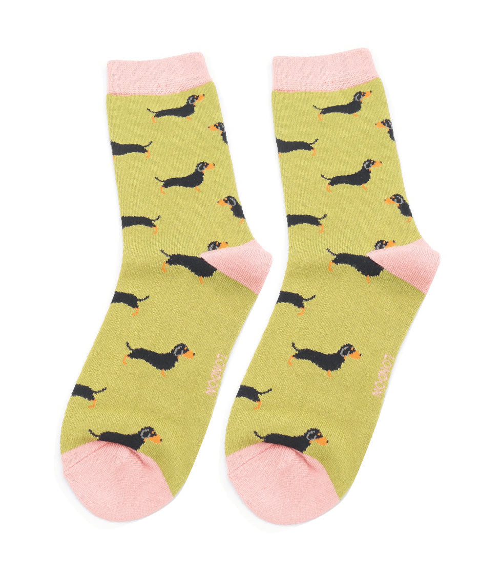 Ladies Little Sausage Dogs - Moss - Oxford Blue
