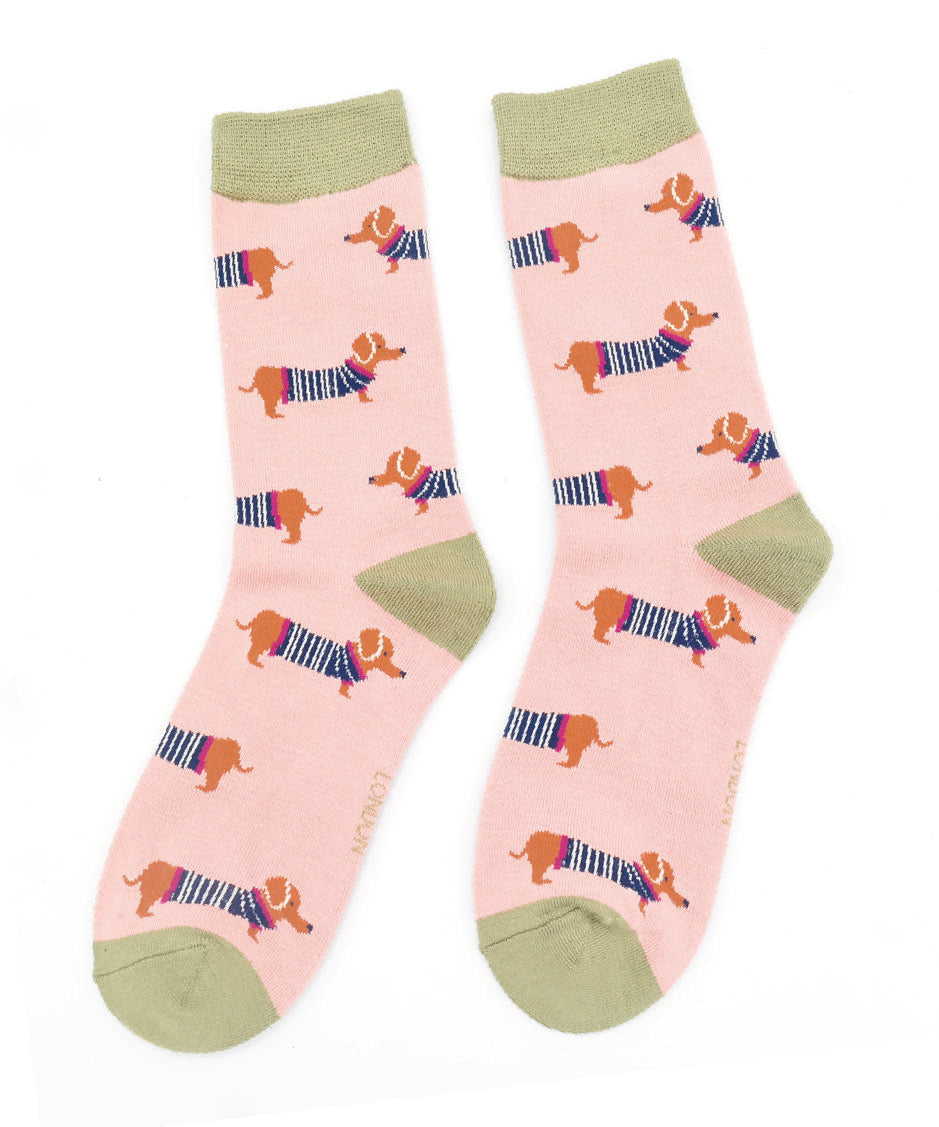 Ladies Parisian Pups - Dusky Pink - Oxford Blue