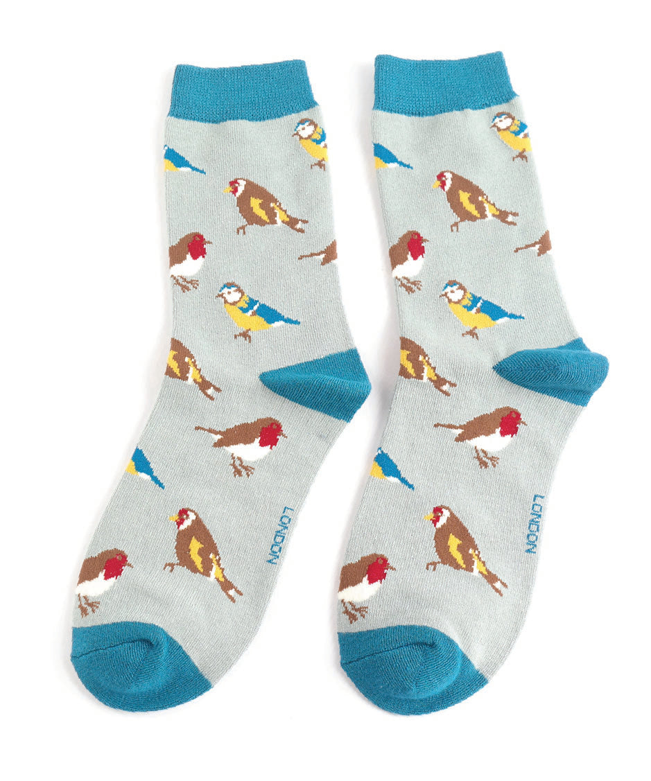 Ladies Garden Birds - Aqua - Oxford Blue