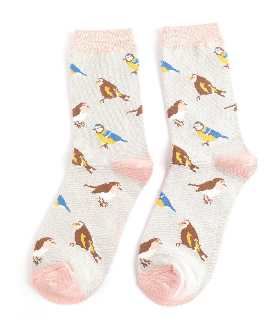 Ladies Garden Birds - Silver - Oxford Blue
