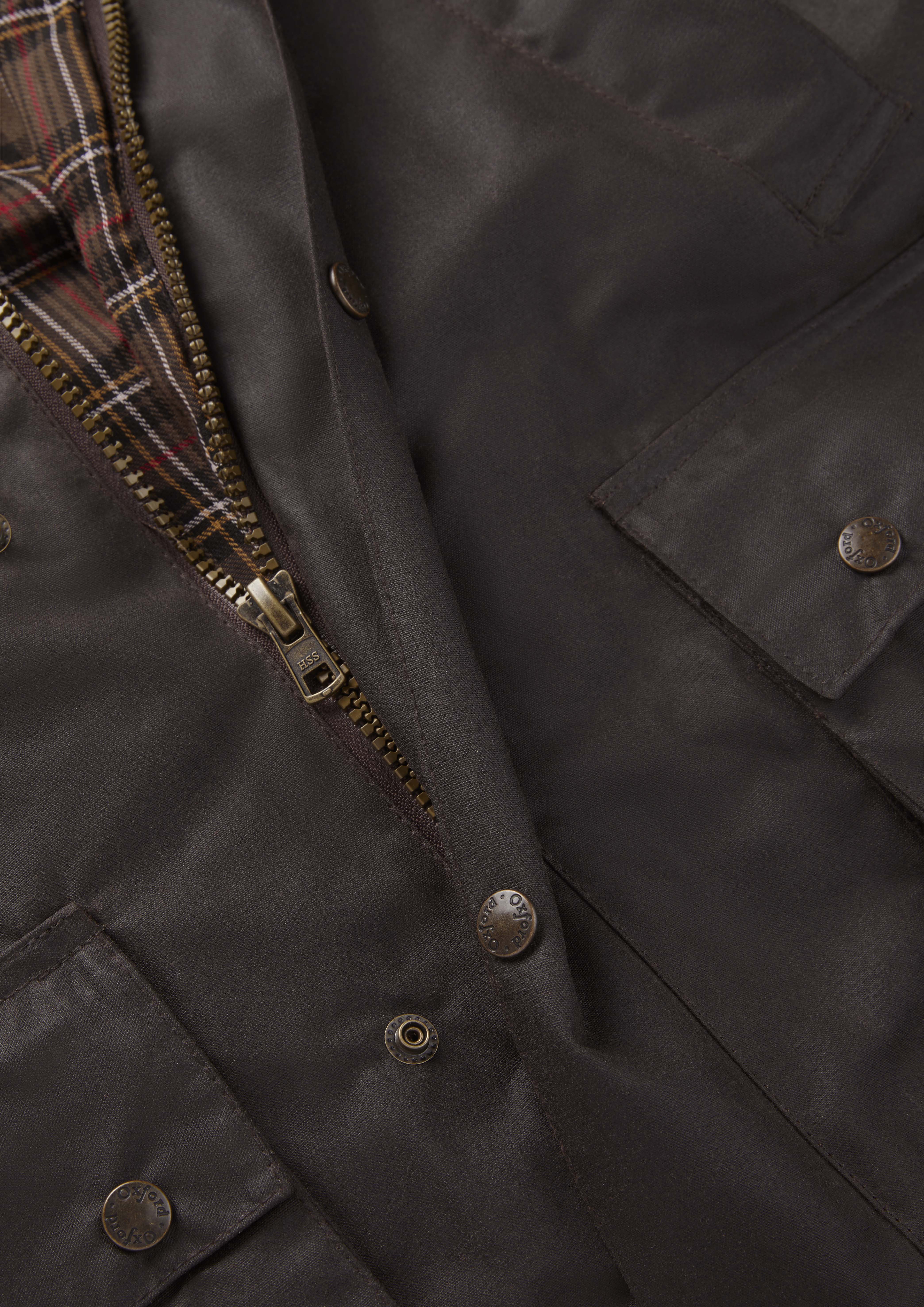 W01 - Men's Countryman Wax Jacket - BROWN - Oxford Blue