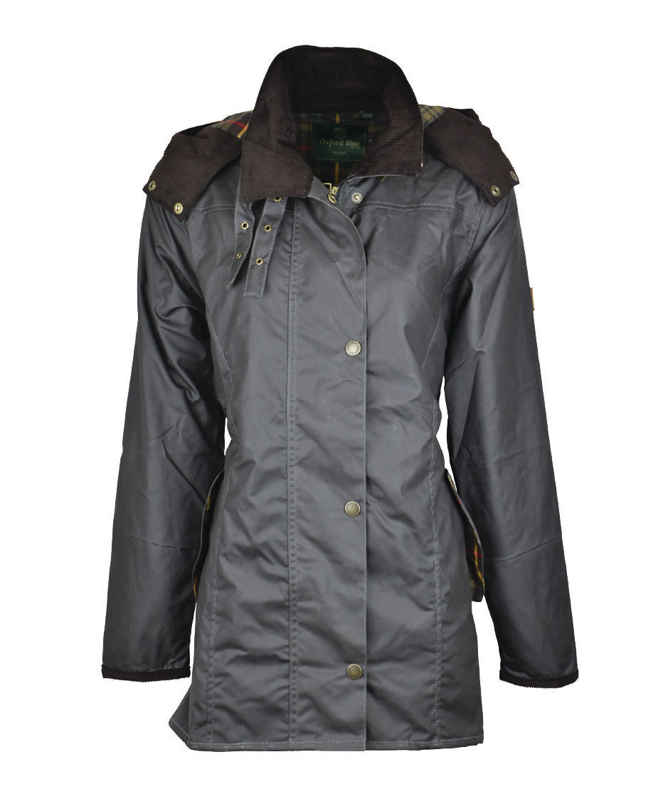 W02 - Women's Olivia Waxed Jacket - GREY - Oxford Blue