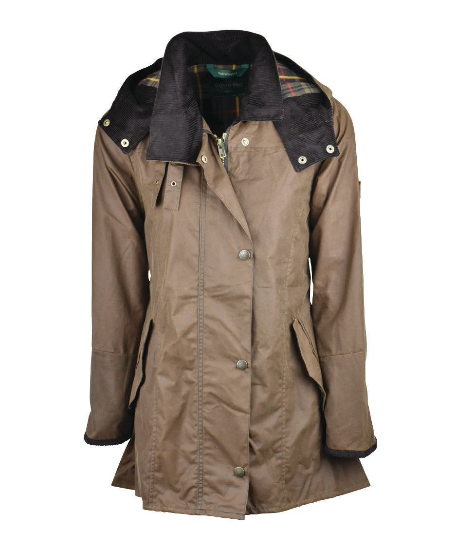 W02 - Women's Olivia Waxed Jacket - SAND - Oxford Blue