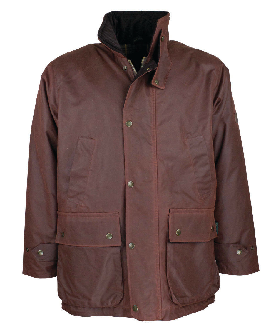 W05 - Men's Kingsbridge Padded Wax Antique Coat - CHESTNUT - Oxford Blue