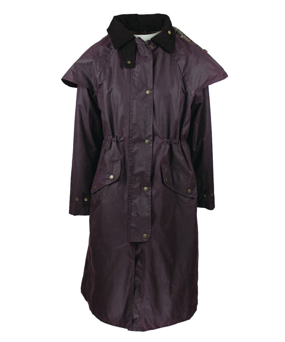 W07 - Women's Long Deluxe Wax Cape - GRAPE - Oxford Blue