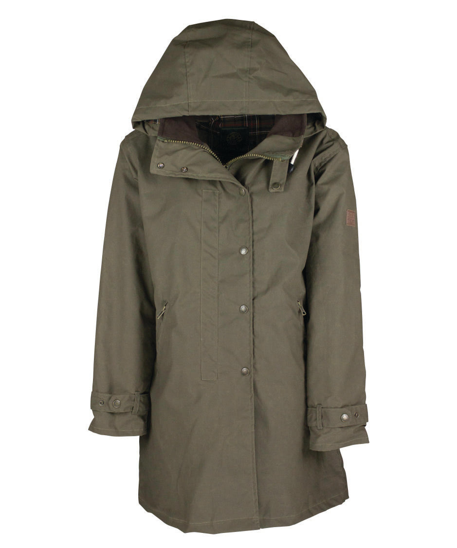 W08HS - Ladies Brighton Washwax Parka - DARK OLIVE - Oxford Blue
