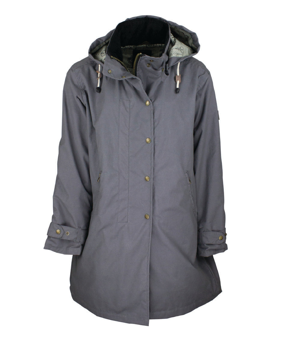 W08 - Ladies Brighton Staywax Parka - GREY - Oxford Blue