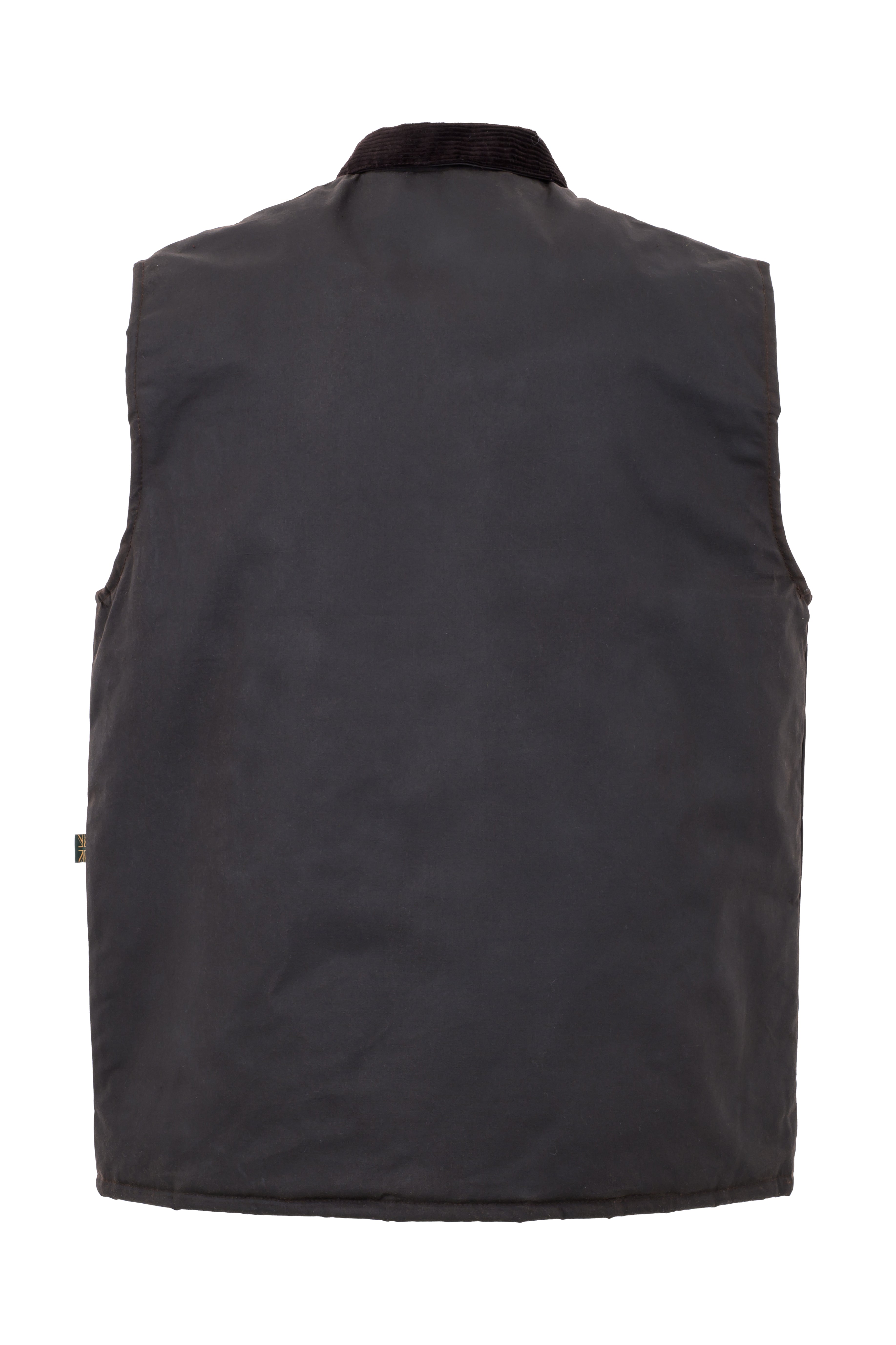 W114 - Men's Countryman Wax Gilet - BROWN - Oxford Blue