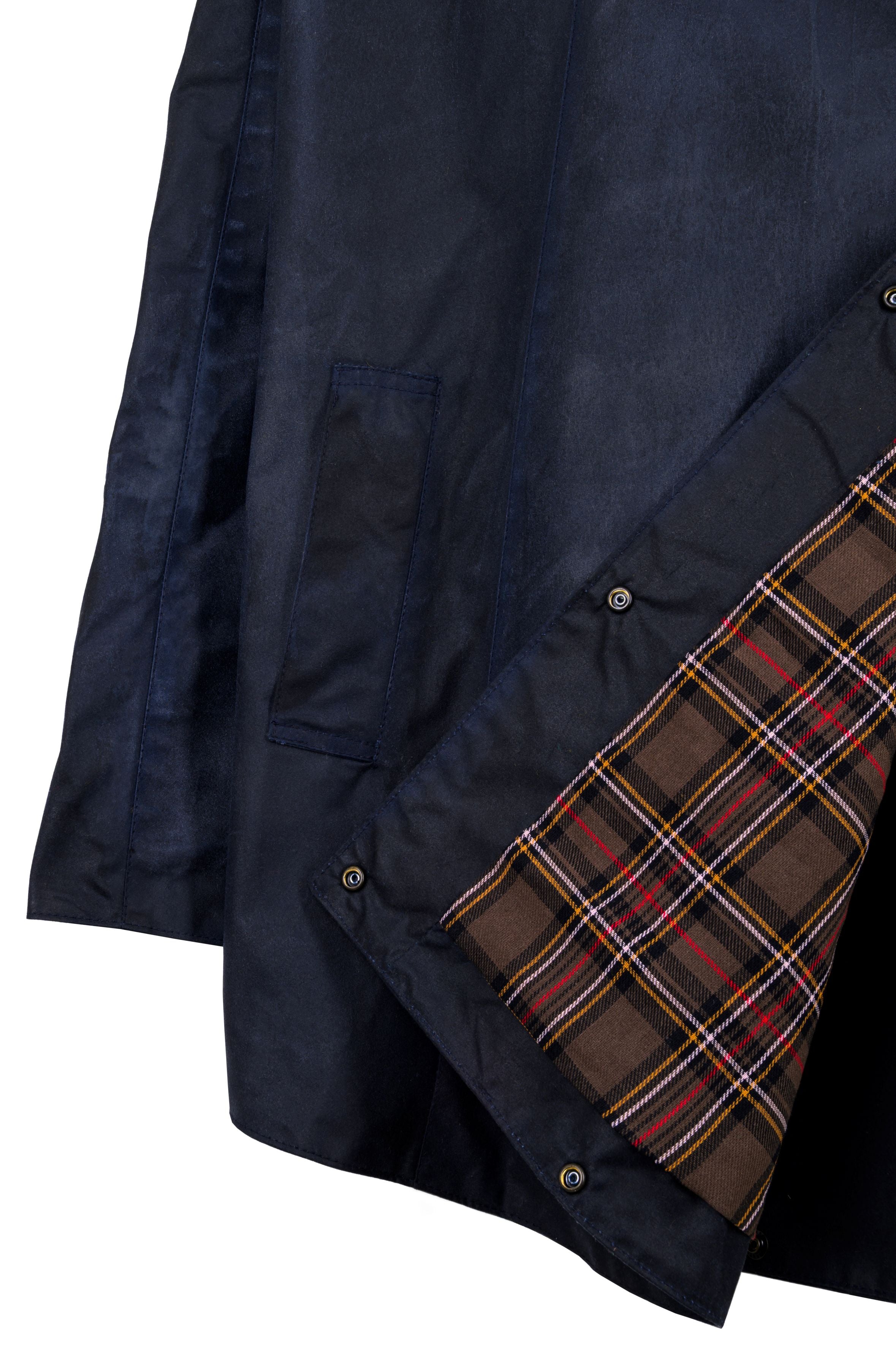 W16 - Ladies Dublin Waxed Hooded Cape - NAVY - Oxford Blue